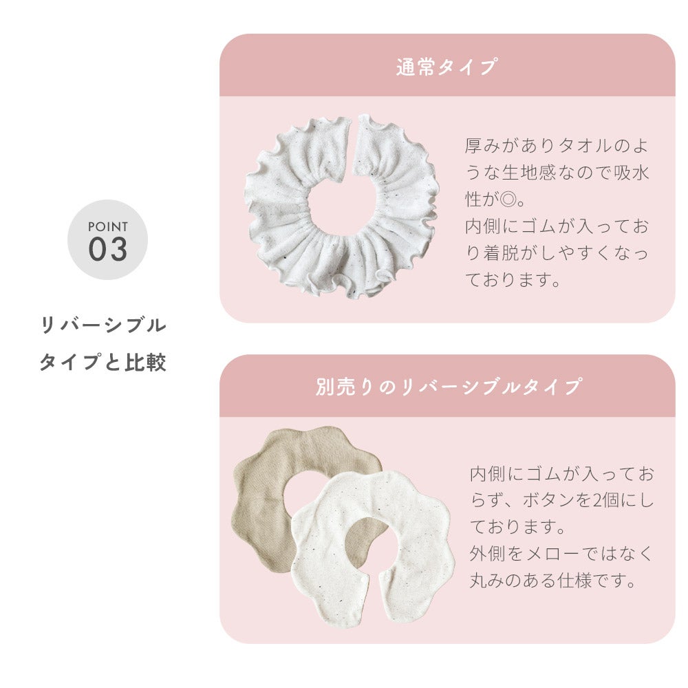 日本製 選べる2枚組 tubutubu つけ襟 スタイ 360℃ くすみカラー パイル